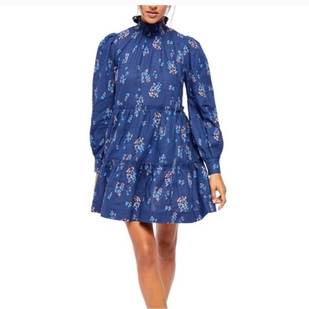 Free People Navy Blue Floral Mini Dress